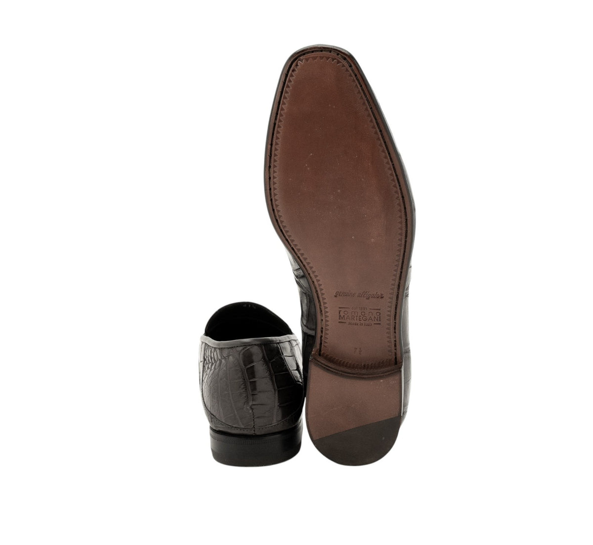 4500$ MARTEGANI 1891 Loafer Shoes 100% ALLIGATOR Gray 7.5 UK / 8.5 US / 41.5 IT
