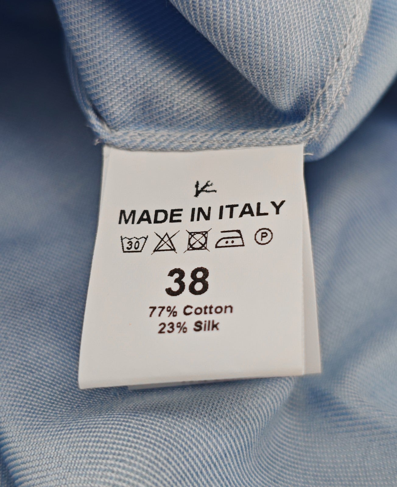 815$ ISAIA "Mix" Dress Shirt Light Blue Solid Flannel Cotton - Silk 15 - 38