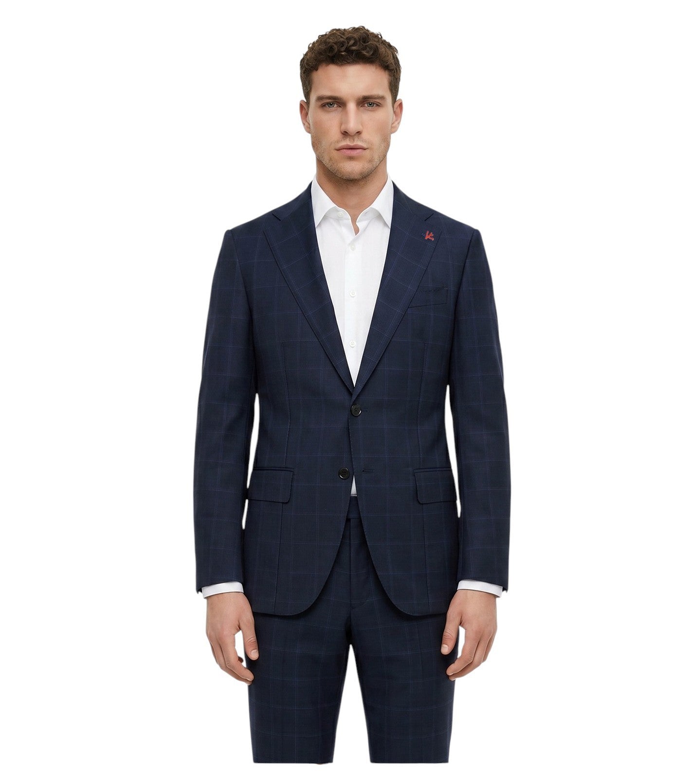 $6890 ISAIA "Marechiaro" Aquaspider Blue Navy Suit Wool 160's  38 US / 48 EU  8R