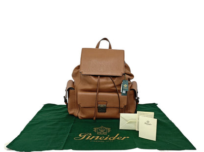 1980$ PINEIDER FIRENZE Brown Grain Calf Multiple Backpack Travel Weekender