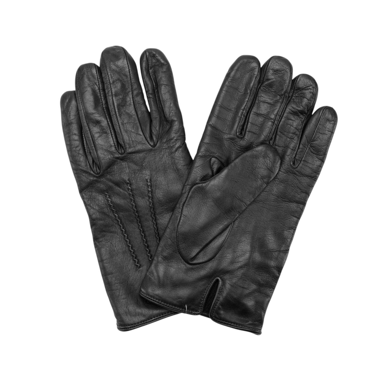 480$ GIORGIO ARMANI Black nappa leather Gloves 100% Cashmere Lined Size L