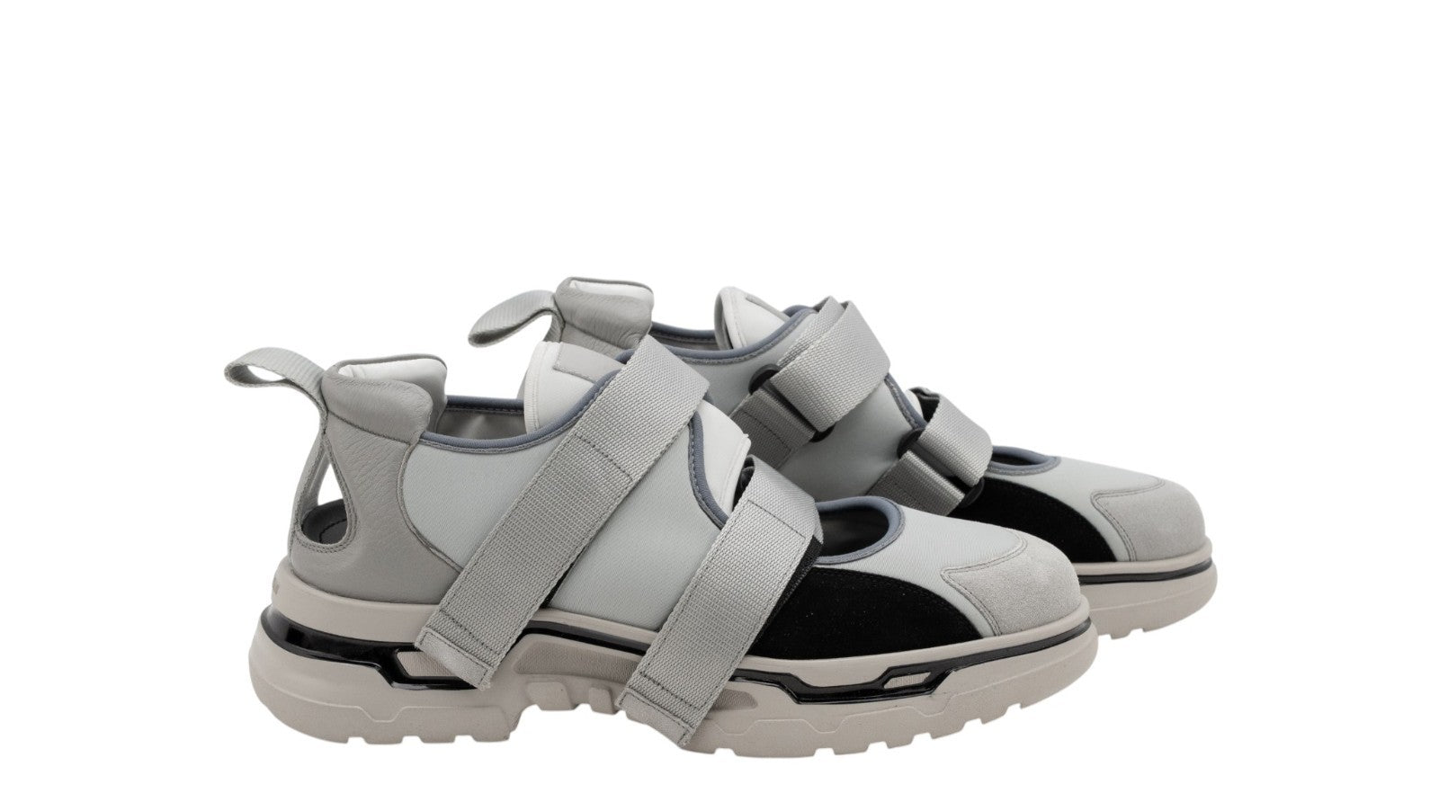 1450$ GIORGIO ARMANI Sneakers Shoes Strapped Ice Gray Suede  10 UK 11 US 44 IT