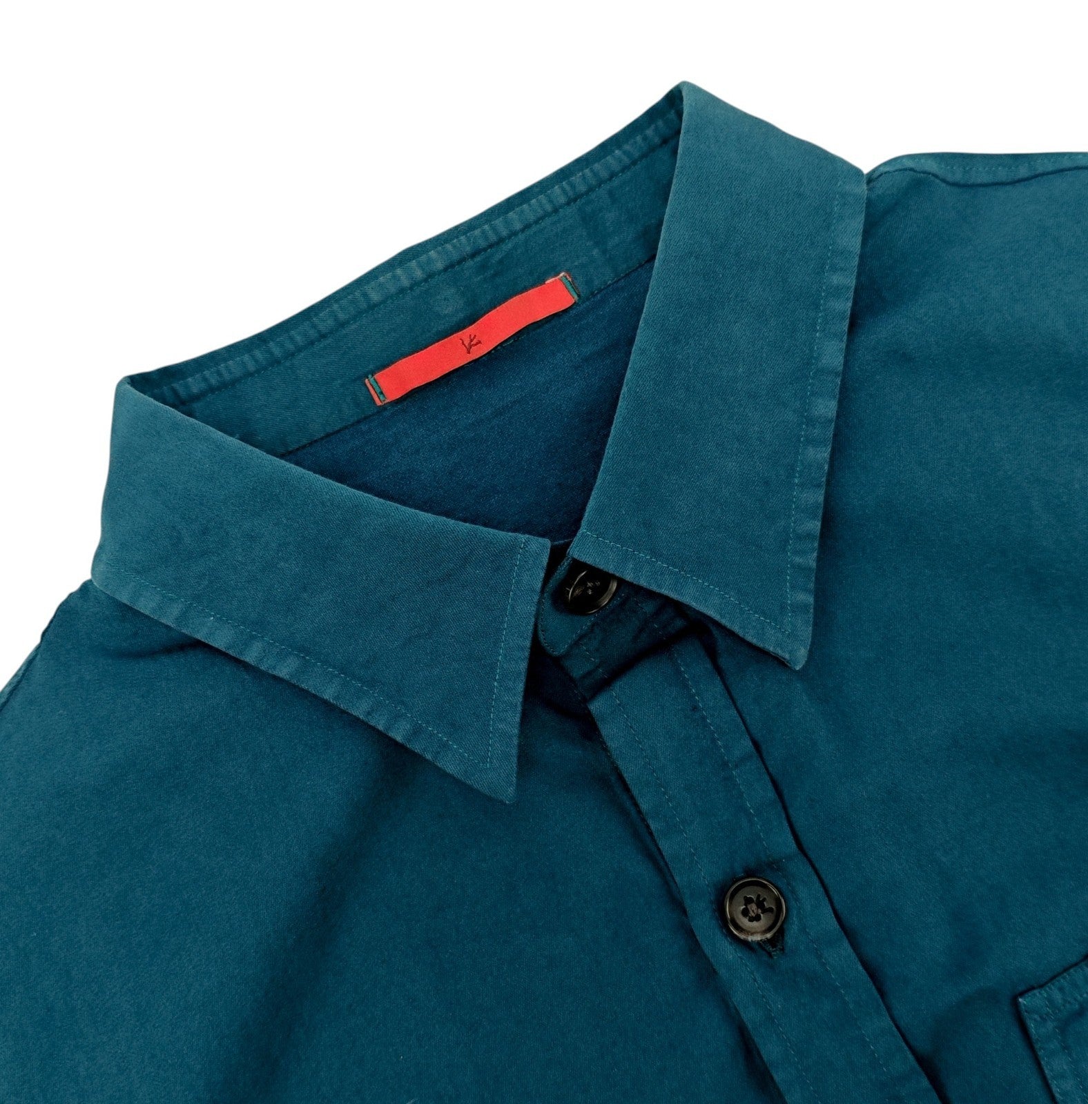 $1250 ISAIA NAPOLI Green Petroleum Hand-Sewn Overshirt Jacket Cotton - Silk