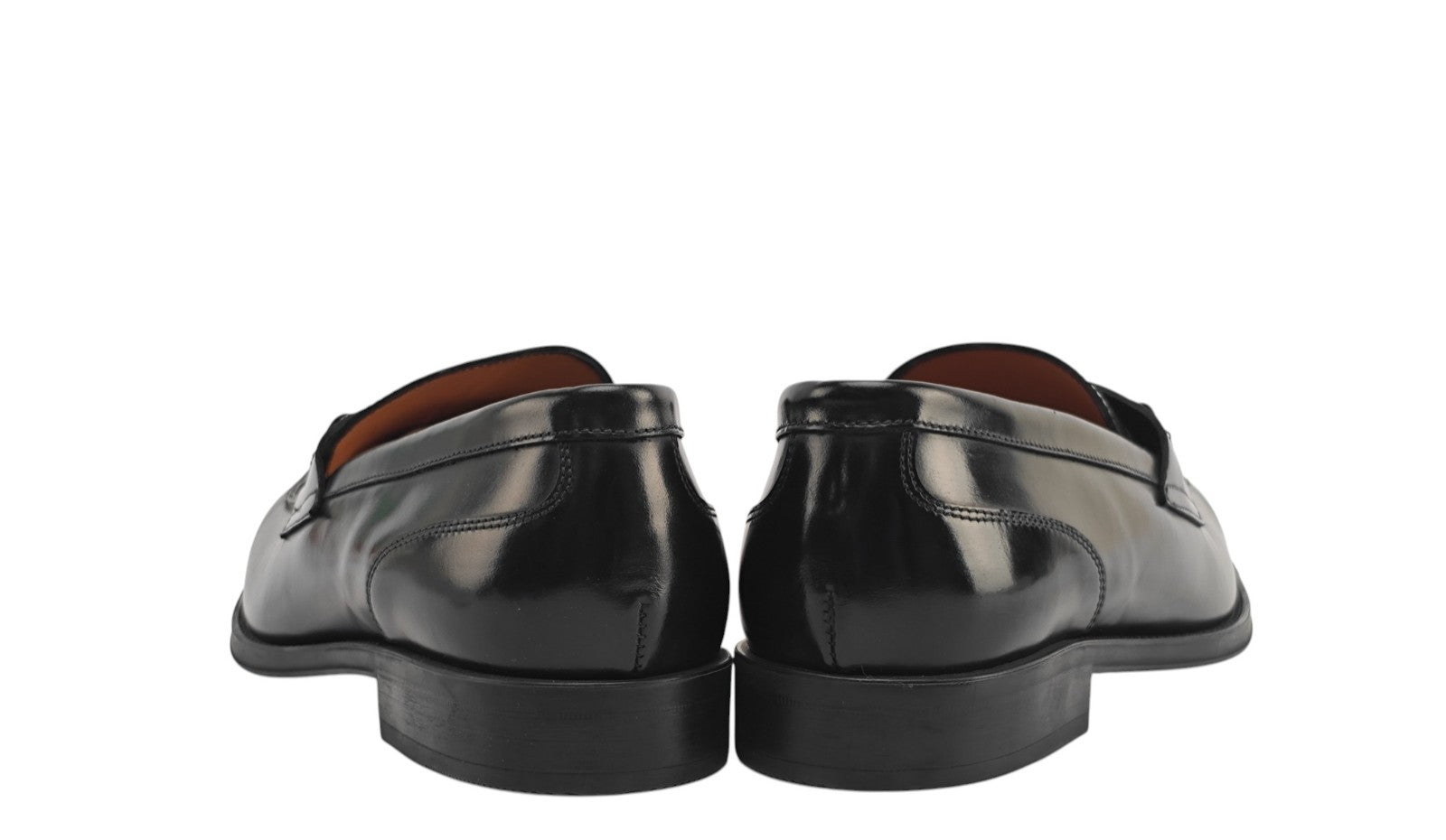 1250$ TESTONI BOLOGNA Black Loafer Shoes Calf + Metal 8 UK / 9 US / 42 IT
