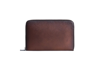ARALDI MILANO 1930 Brown TAMPONATO Leather Clutch Bag Travel Wallet Handbag 
