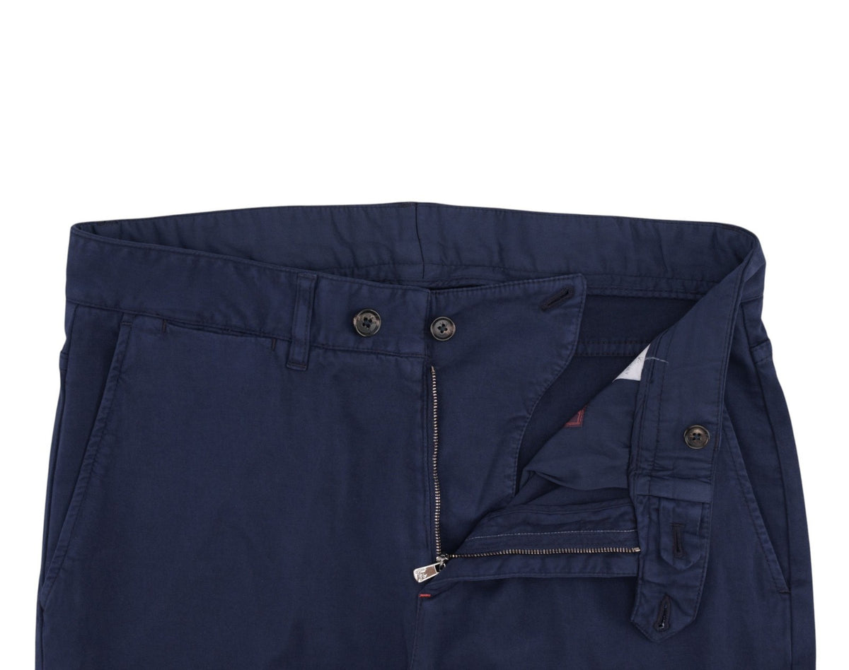 700$ ISAIA NAPOLI Blue Navy Chino Trouser Pant Cotton Cashmere 32 US / 48 EU