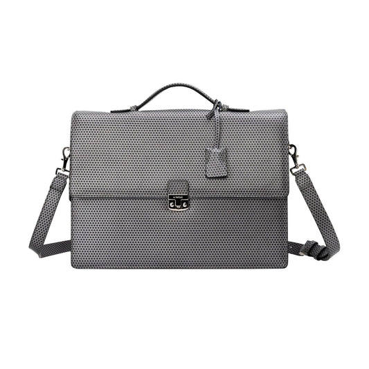 $1290 Testoni Bologna Metal Briefcase PC Case Honeycomb Luxury Calf 