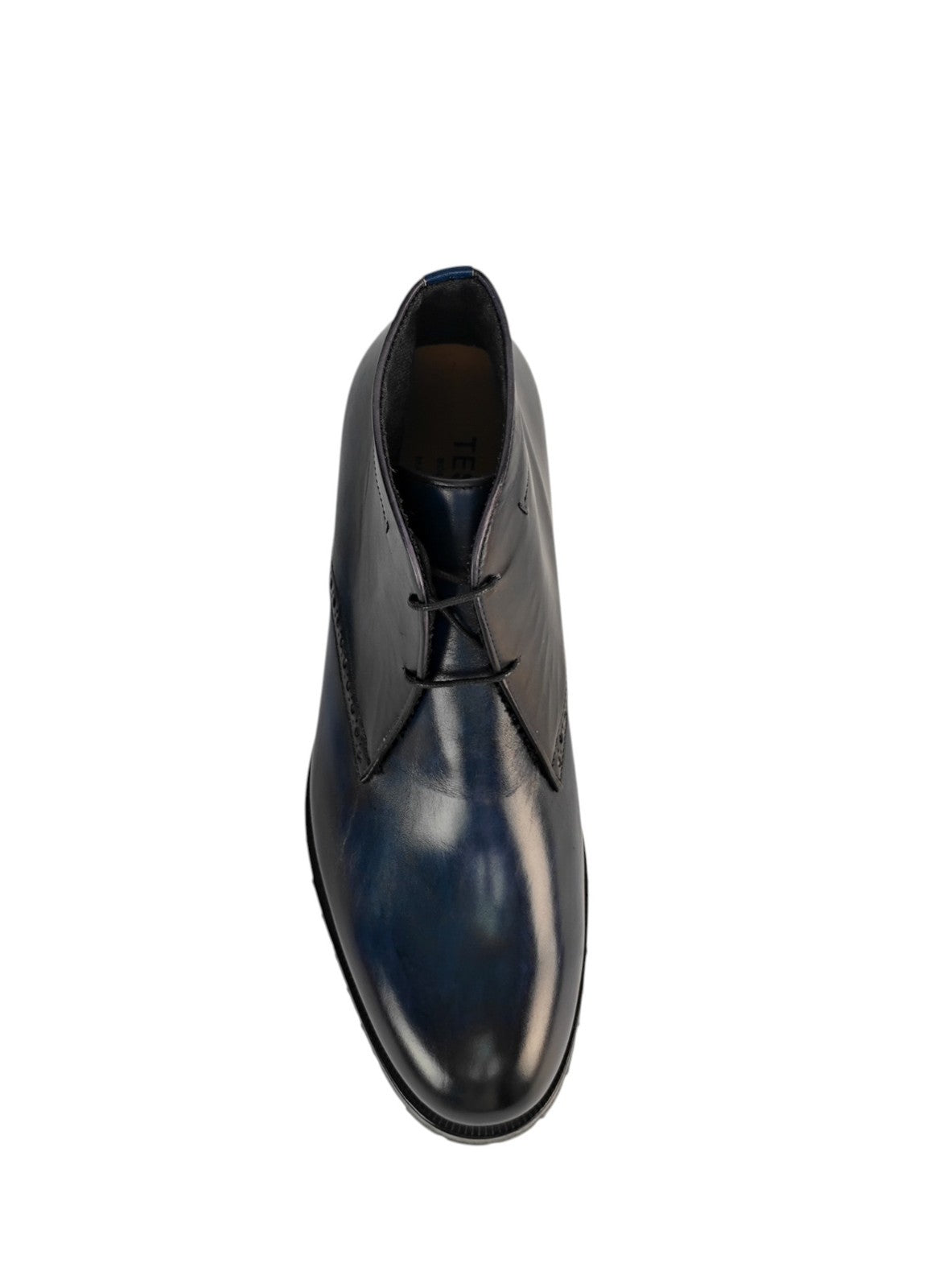 1450$ TESTONI Blue Shaded Desert Boot Shoes Calf Wool Lining 8 UK / 9 US / 42 IT