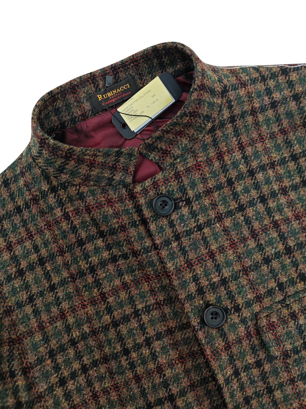 $1690 RUBINACCI NAPOLI "Stefano" Green Brown Checks Guru Sahariana Jacket Wool