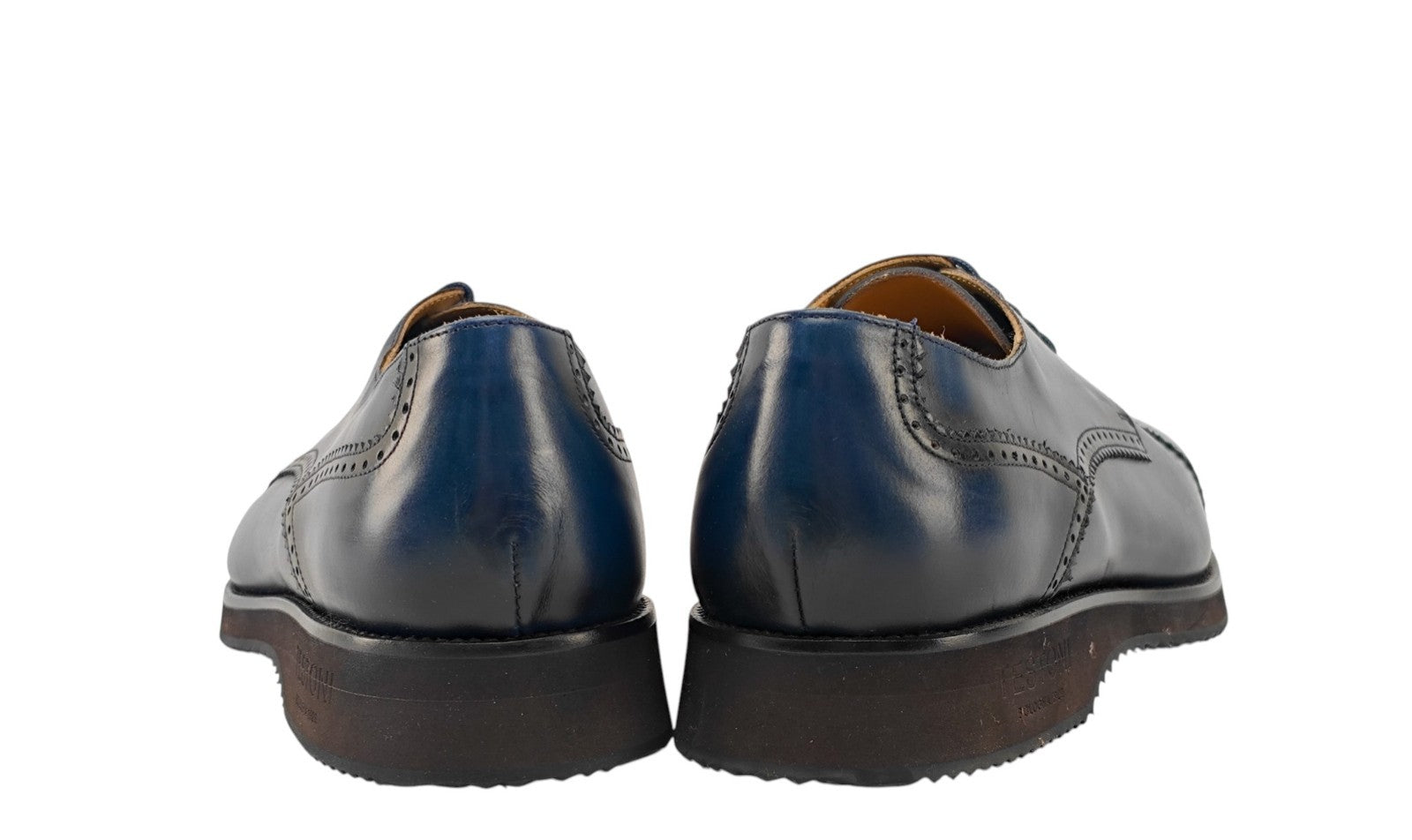 1200$ TESTONI "Bolgheri" Derby Shoes Blue Antique Calf 8.5 UK / 9.5 US / 42.5 IT