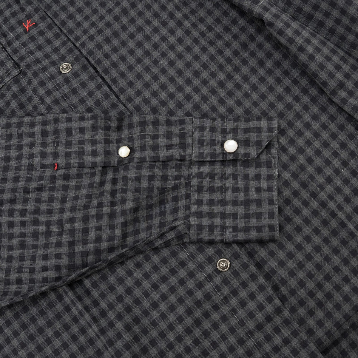850$ ISAIA "Western" Casual Shirt Pockets Gray Checks Fine Cotton 15.5 - 39