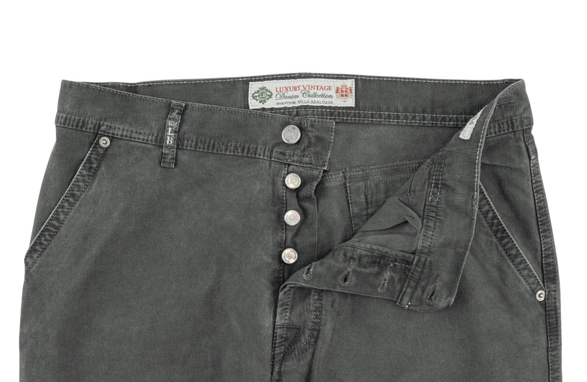 415$ LUIGI BORRELLI NAPOLI Dark Grey Jeans Cotton 33 US / 49 EU - Made in Italy