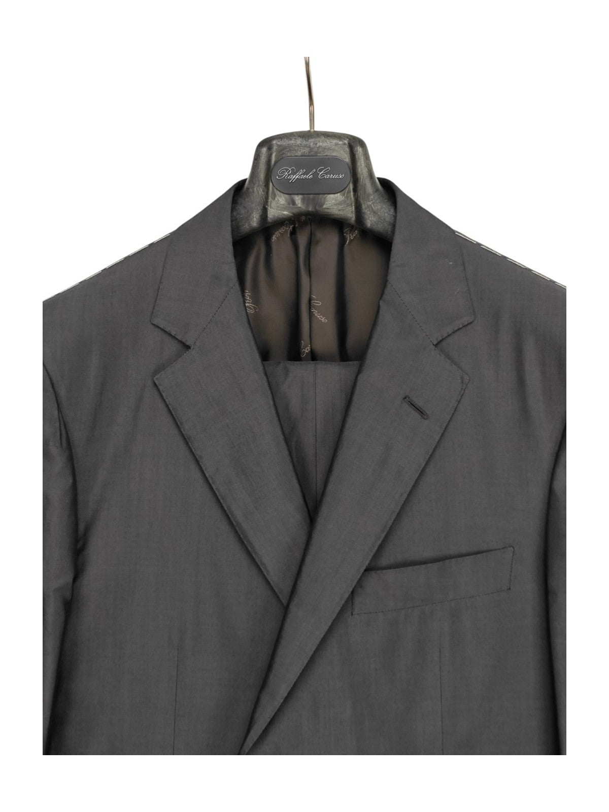$1600 RAFFAELE CARUSO Gray Suit 100% Silk Mill 42 US / 52 EU  7R