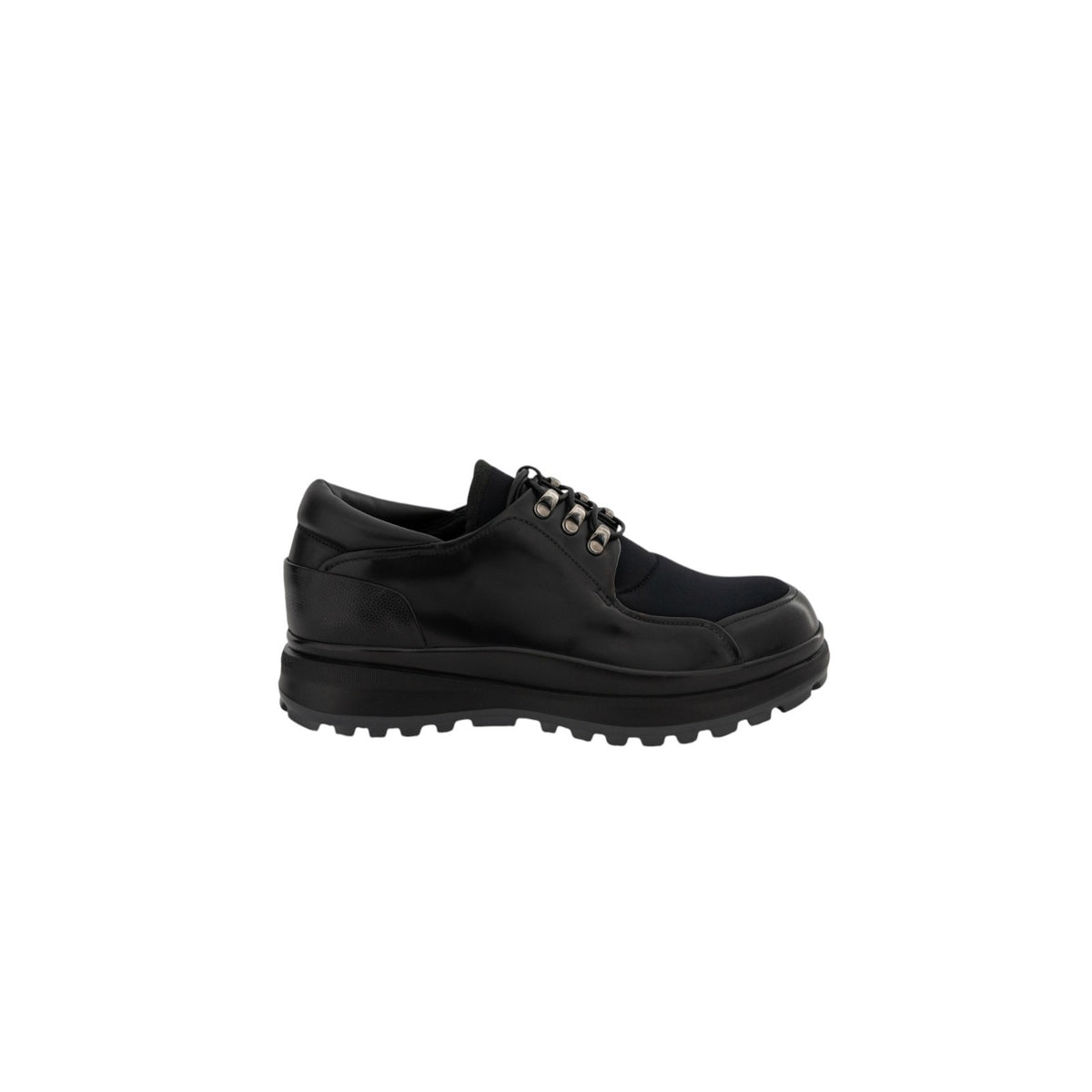 1120$ GIORGIO ARMANI Derby Shoes Black Lug Sole Tech + Leather 5 UK / 6 US/39 IT