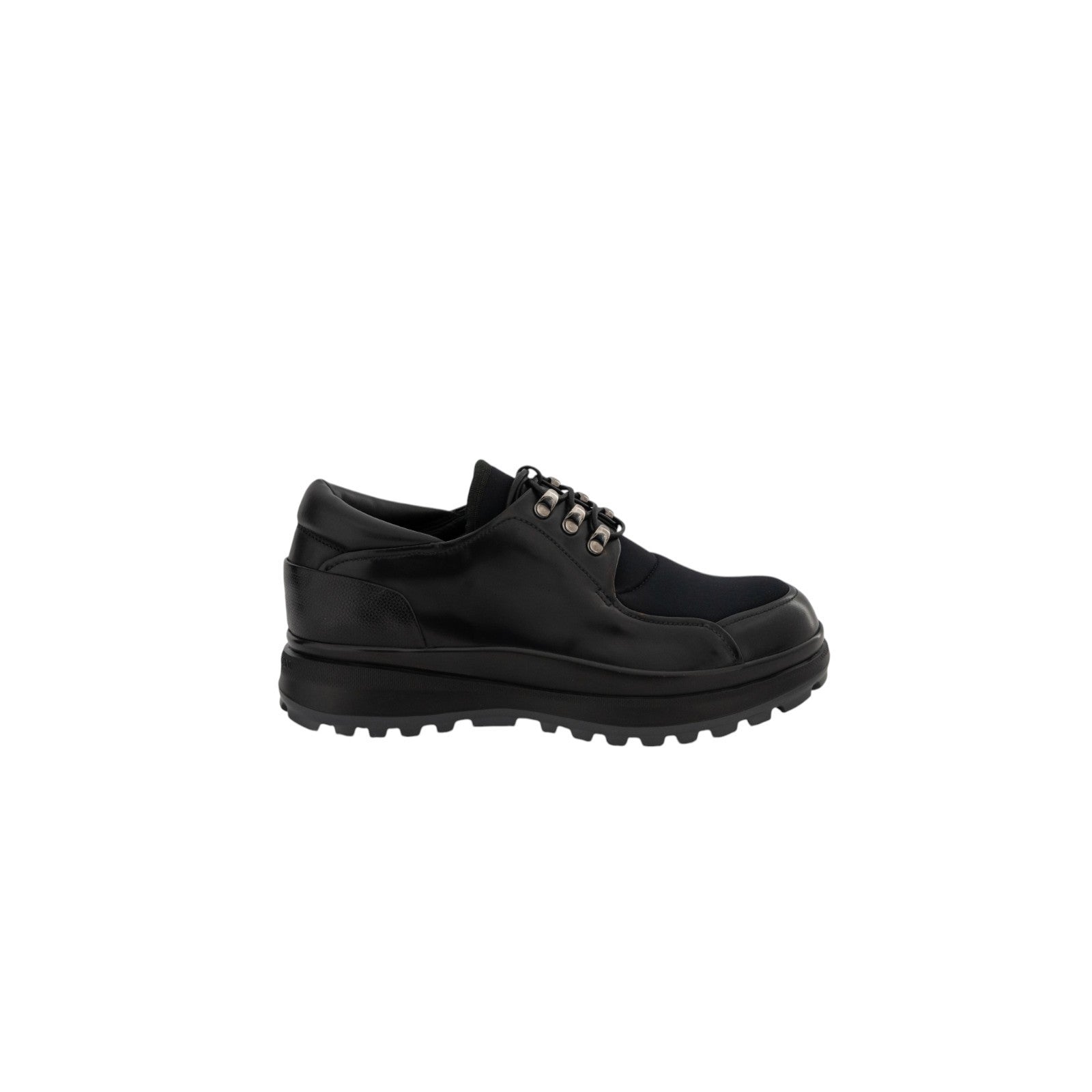 1120$ GIORGIO ARMANI Derby Shoes Black Lug Sole Tech + Leather 5 UK / 6 US/39 IT