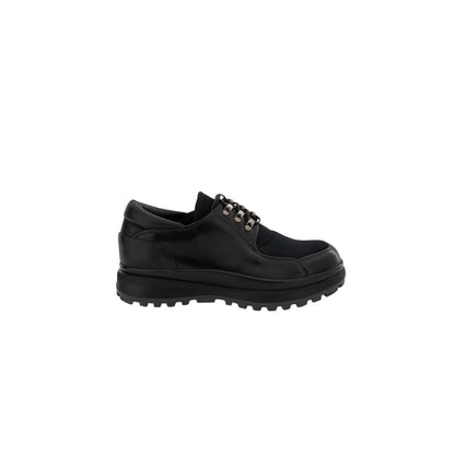 1120$ GIORGIO ARMANI Derby Shoes Black Lug Sole Tech + Leather 5 UK / 6 US/39 IT