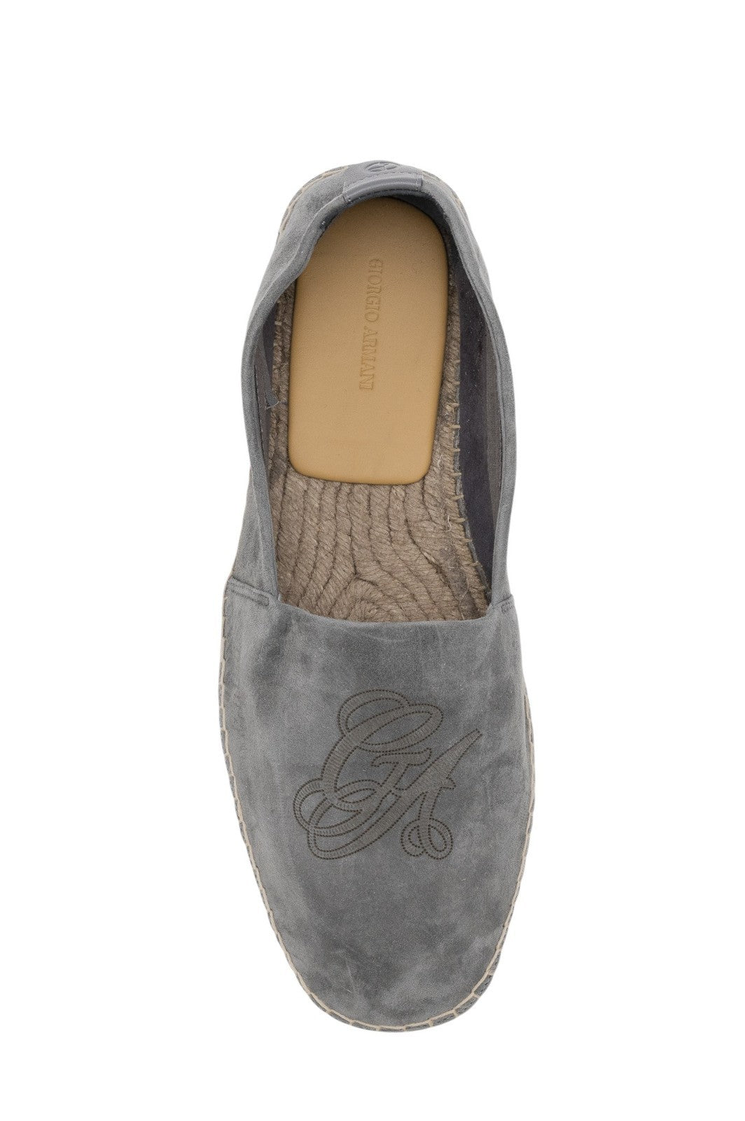 600$ GIORGIO ARMANI Espadrillas Shoes Gray Leather "LOGO" 10 UK / 11 US / 44 IT