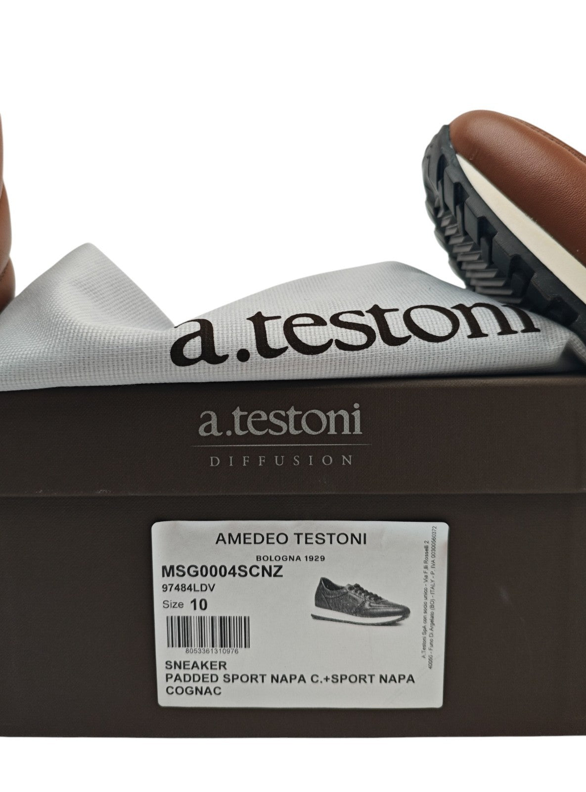 $850 TESTONI BOLOGNA Cognac Padded Sneaker Shoes Sport Nappa