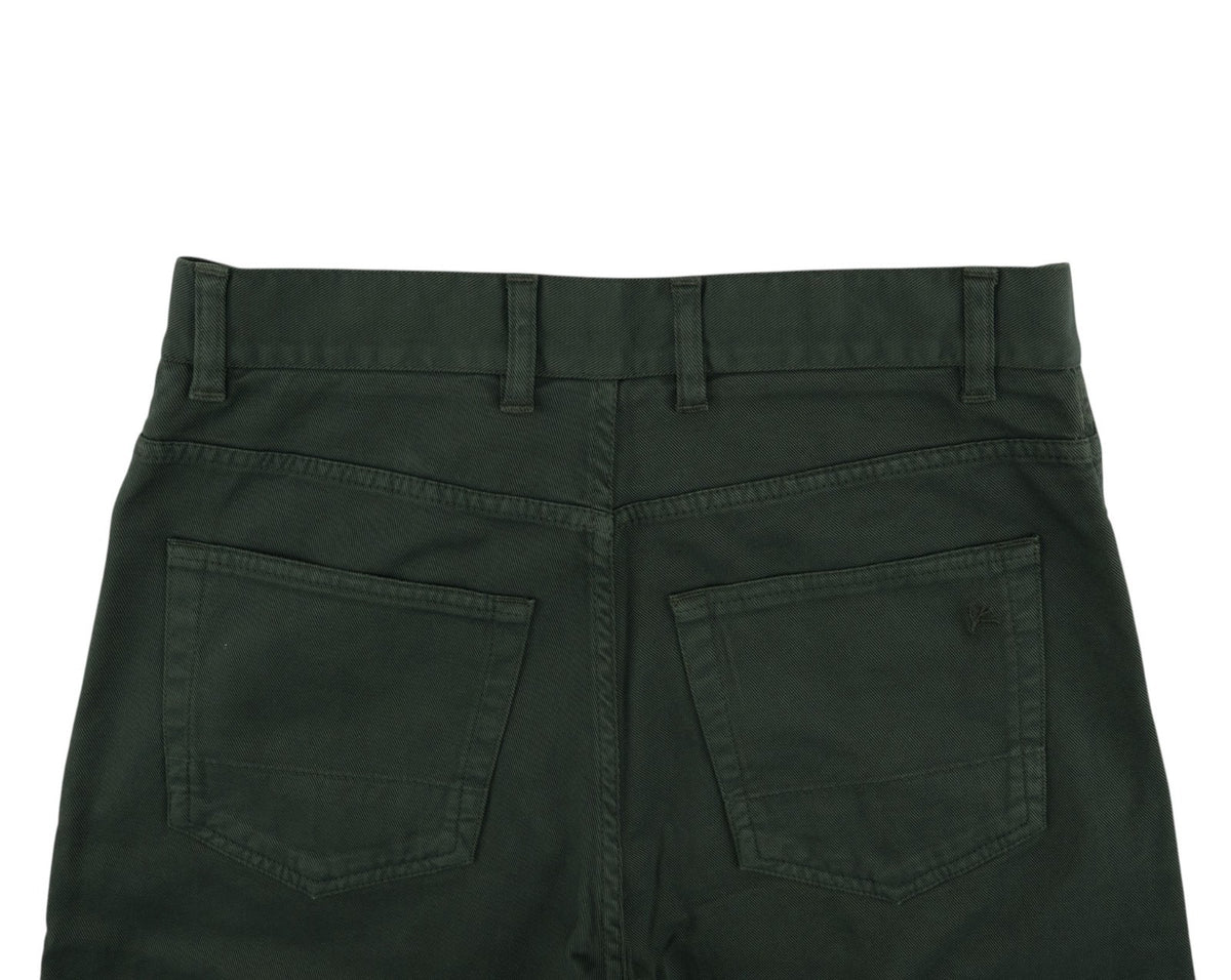 725$ ISAIA NAPOLI Forest Green 5 Pocket Denim Jeans Cotton Slim Fit 30 US /46 EU