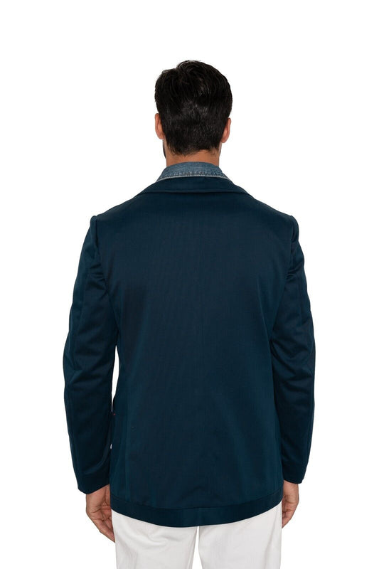 $3200 ISAIA NAPOLI  Coach Jacket Coat Blue 100% Cotton 38 US / 48 EU Regular