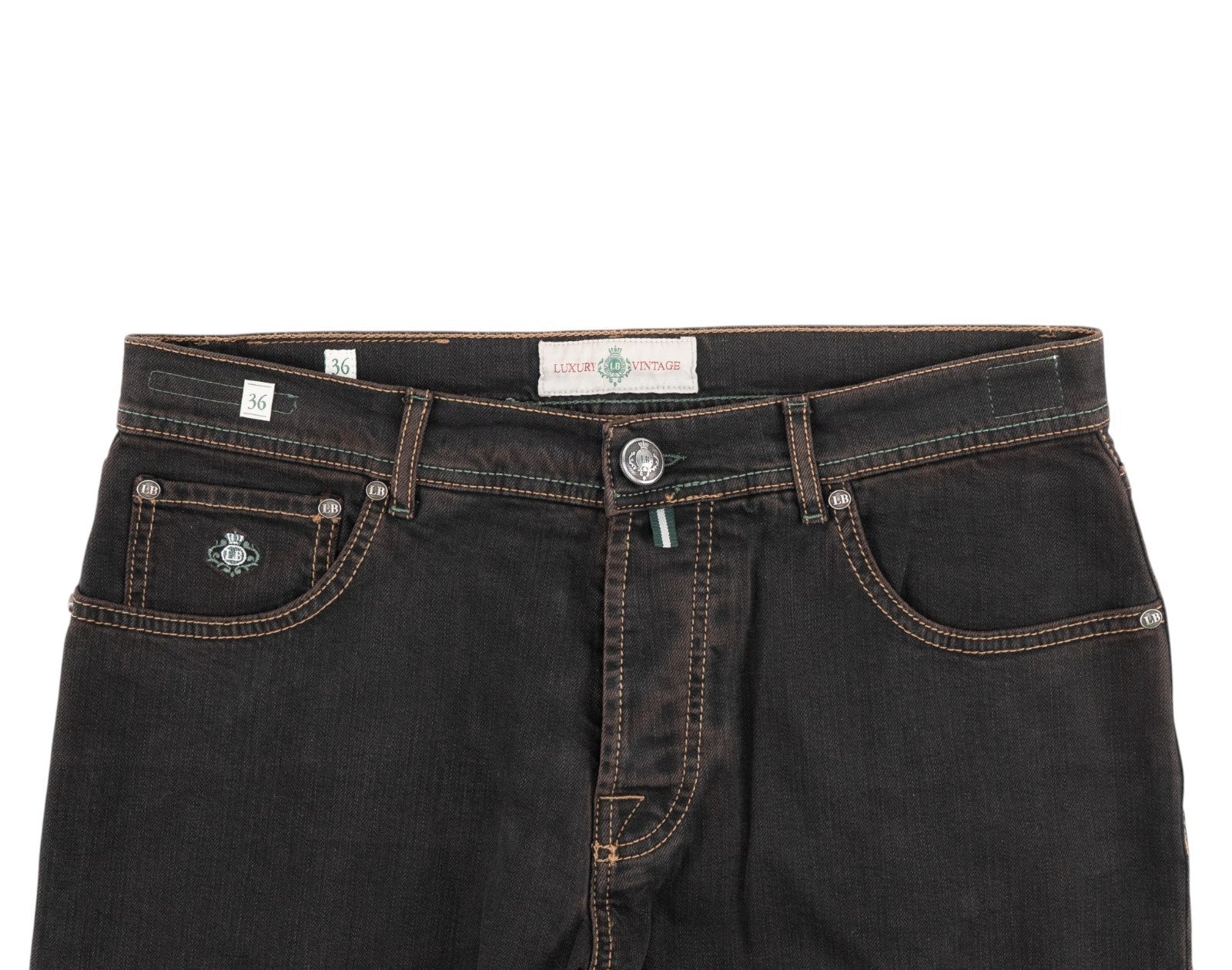 415$ LUIGI BORRELLI NAPOLI Charcoal Wash Denim Jeans Pant Cotton 36 US / 52 EU