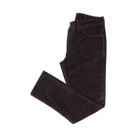 690$ ISAIA NAPOLI Dark Brown Chino 5 Pockets Trousers Pant Corduroy Cotton