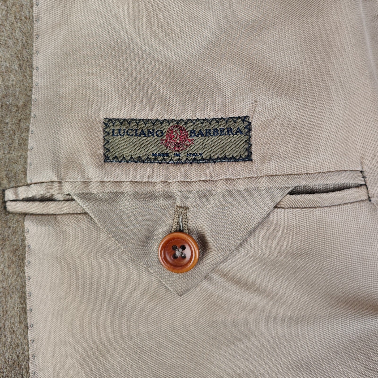 3500$ LUCIANO BARBERA Beige Martingale Overcoat 100% Cashmere 40 US / 50 EU