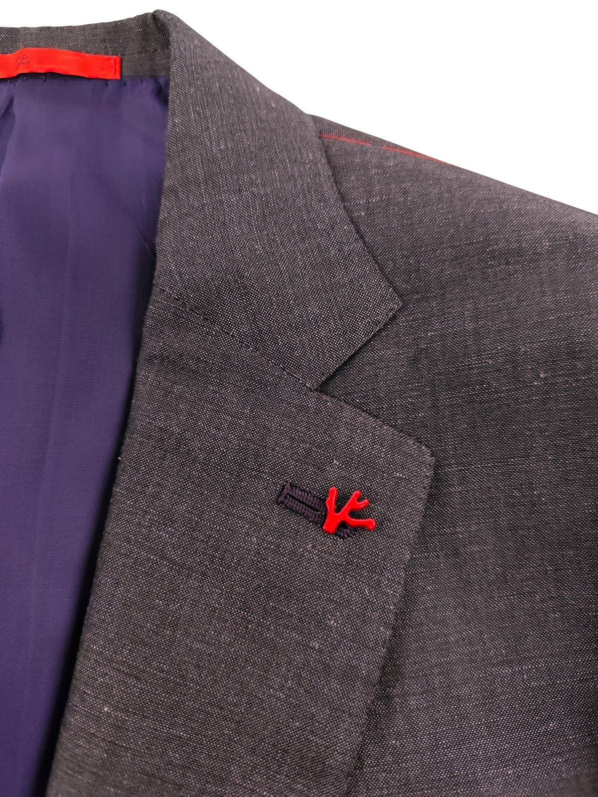 $4800 ISAIA NAPOLI Brown Magenta Hand-Sewn Suit Wool & Linen 40 US / 50 EU 8R