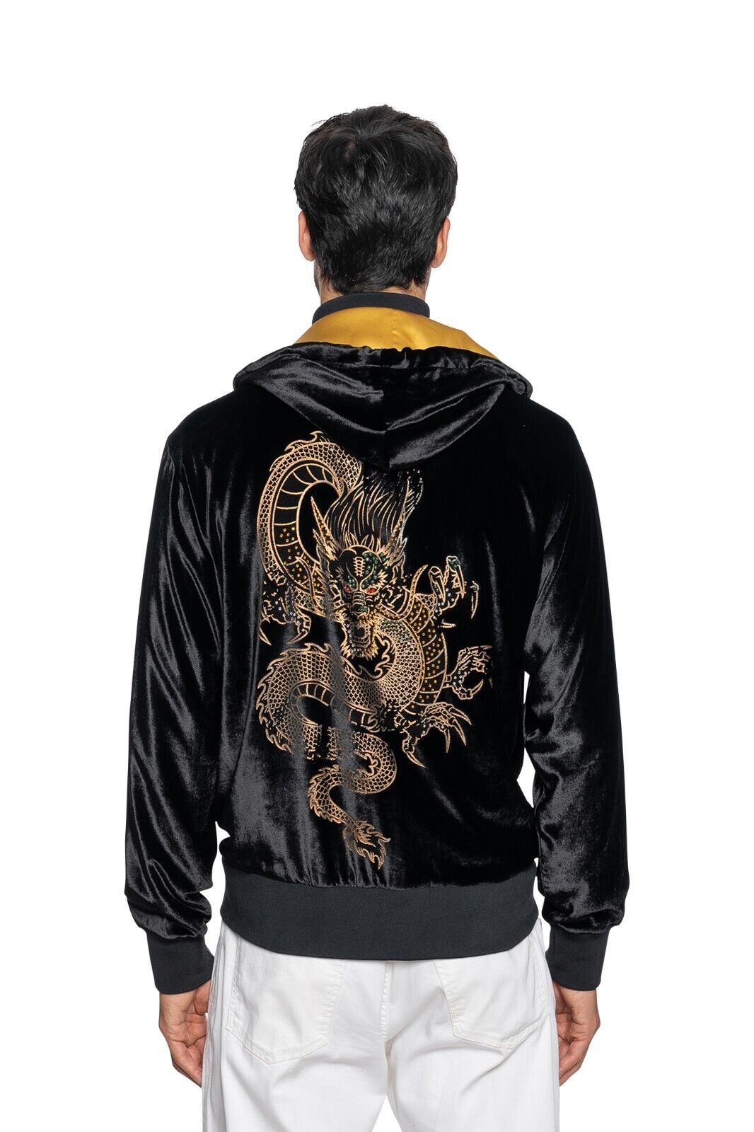 2000$ ITALO FERRETTI Bomber Jacket Velvet "YEAR OF THE DRAGON" Size L ZILLI