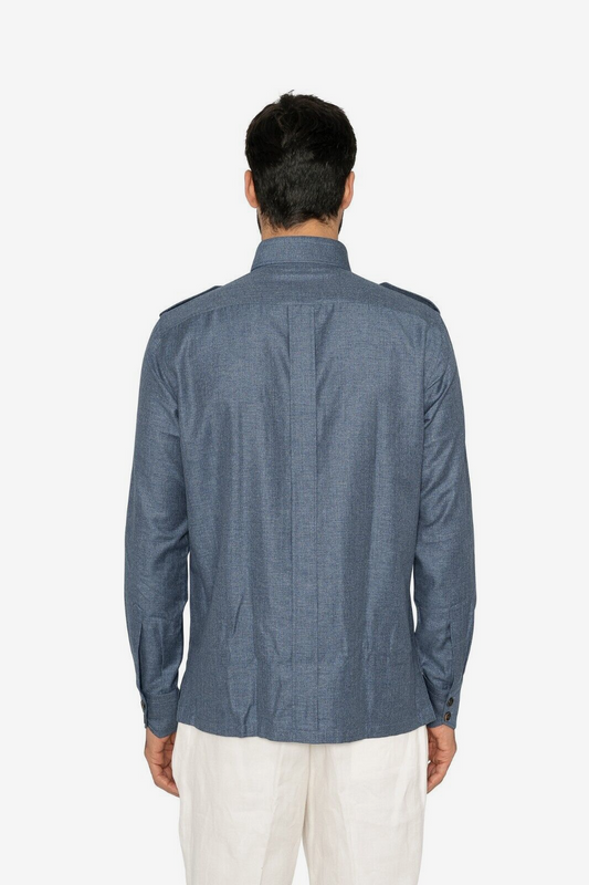 1400$ LUXURY MAROL BOLOGNA Safari Jacket Shirt LORO PIANA Cotton 100% 15.75 - 40