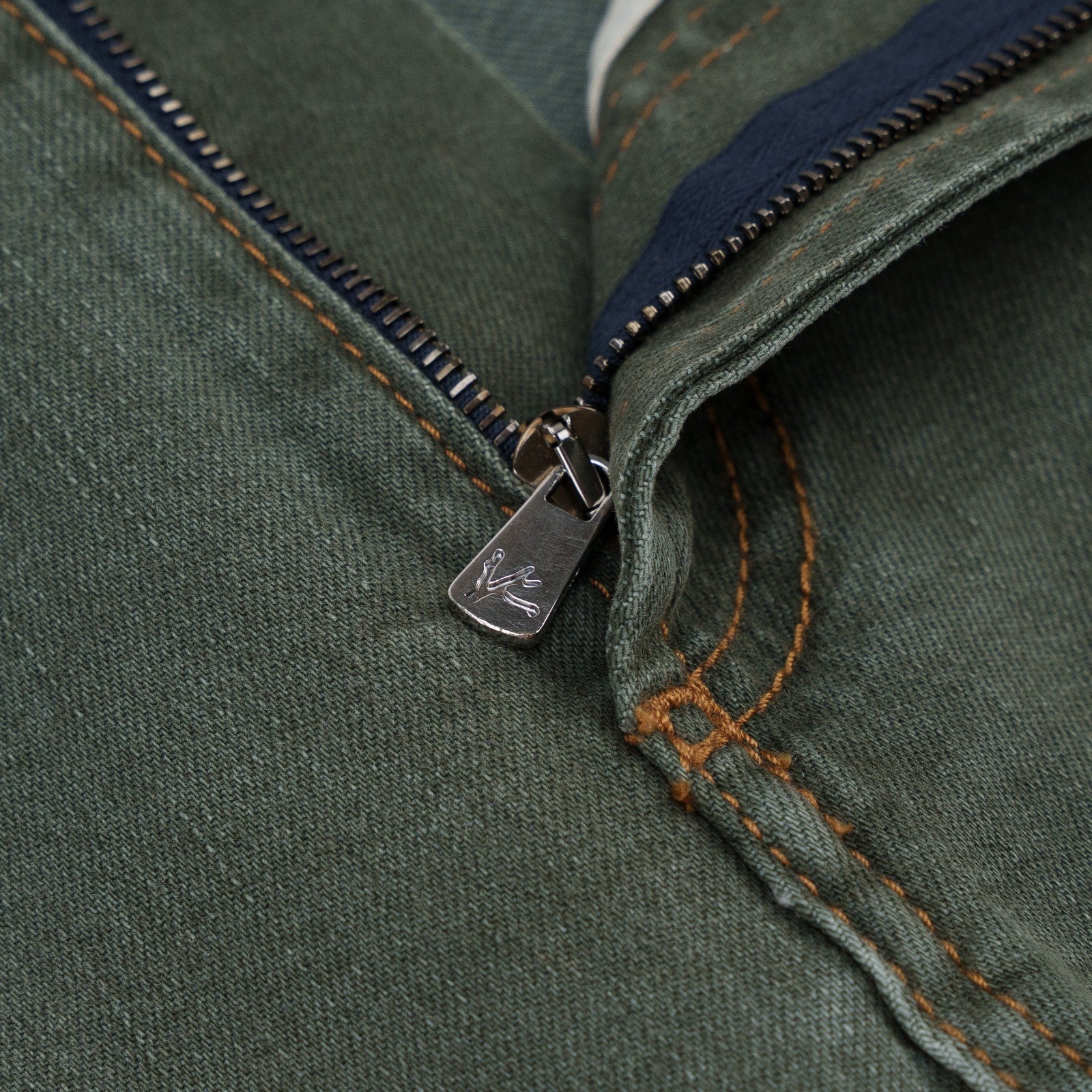 690$ ISAIA NAPOLI Washed Green Denim Jeans 5 Pockets Cotton Slim 40 US / 56 IT