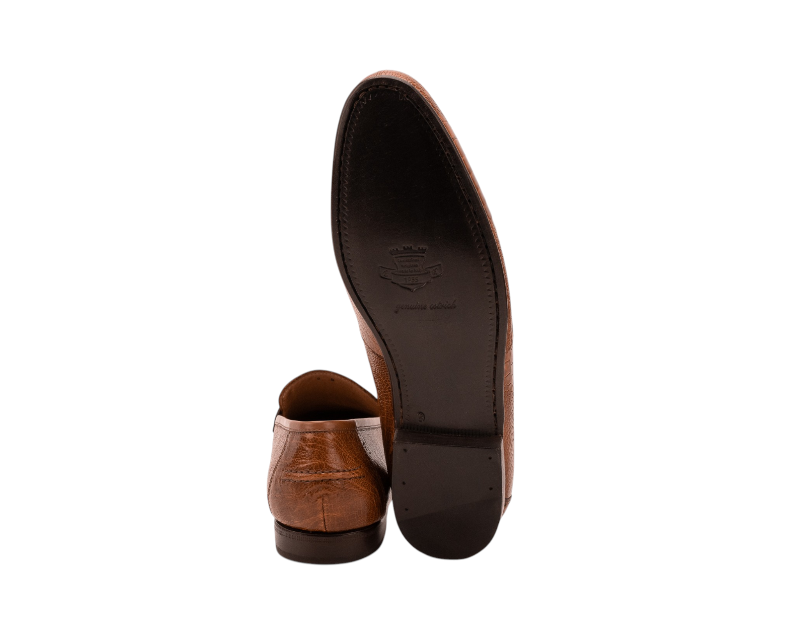 CORTINA Penny Loafers Shoes Cognac 100% Ostrich Leather 9 UK / 10 US / 43 IT