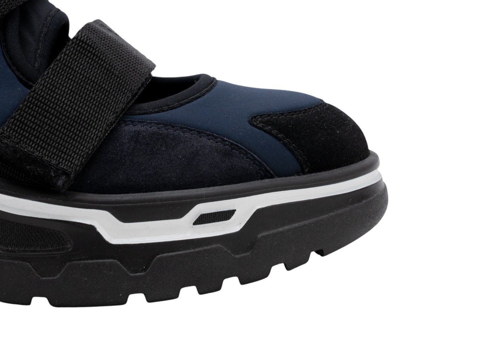 1450$ GIORGIO ARMANI Sneakers Shoes Tech Suede Strapped Blue Black Lug Sole