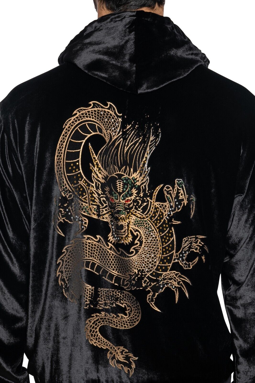 2000$ ITALO FERRETTI Bomber Jacket Velvet "YEAR OF THE DRAGON" Size L ZILLI