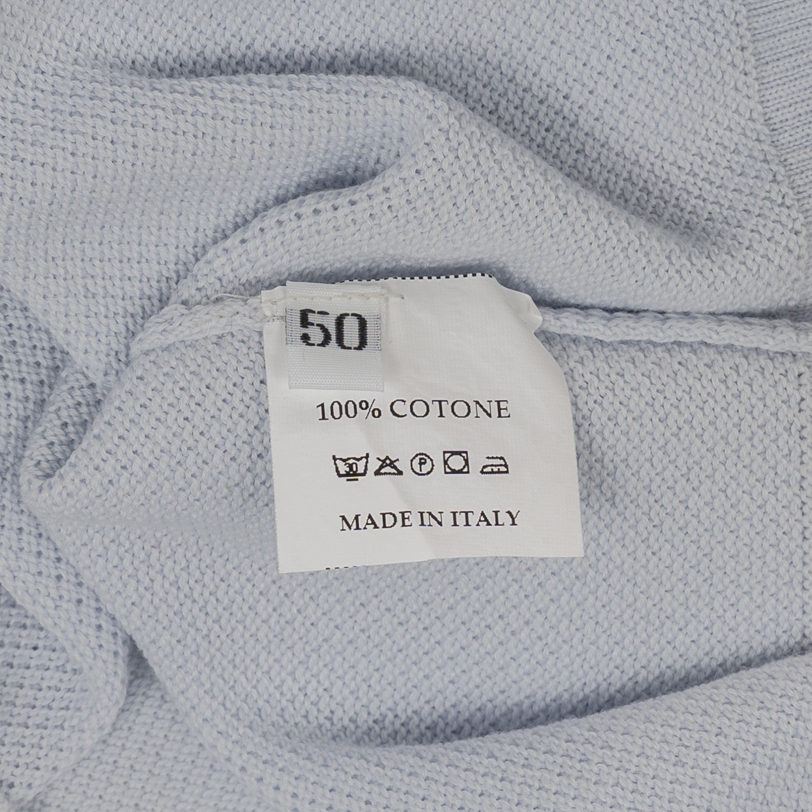 420$ RUBINACCI NAPOLI Ice Blue Sweater V-Neck Knit Cotton