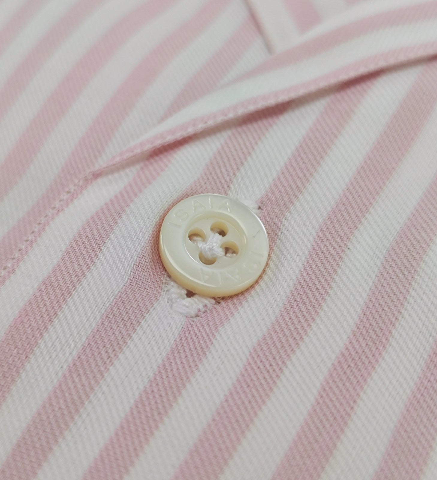850$ ISAIA NAPOLI Camp Collar Shirt White - Pink Striped Oxford Cotton 16 - 41