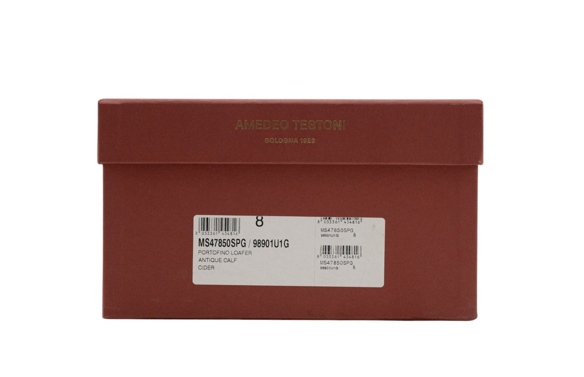 1250$ TESTONI "Portofino" Loafer Antique Brown Calf Cider 8 UK / 9 US / 42 IT