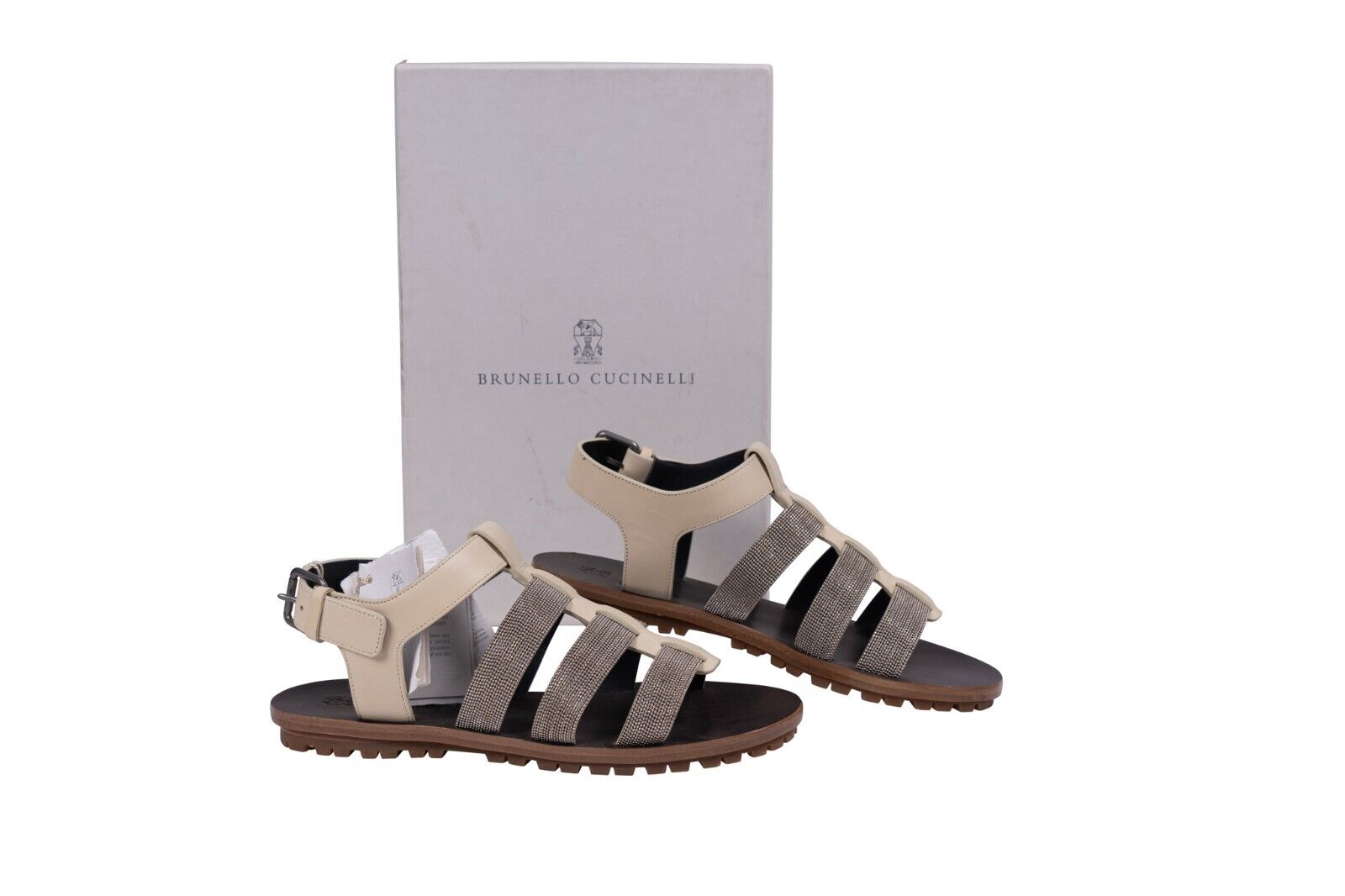 1400$ BRUNELLO CUCINELLI Sandal Monile Shoes Beige Leather  6 US / 3 UK / 36 IT