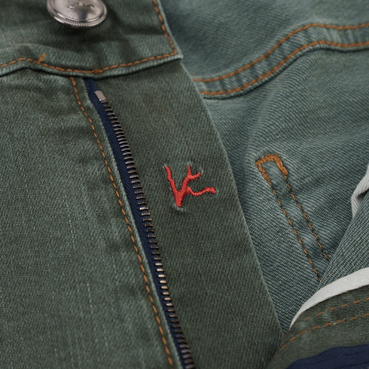 690$ ISAIA NAPOLI Washed Green Denim Jeans 5 Pockets Cotton Slim 40 US / 56 IT