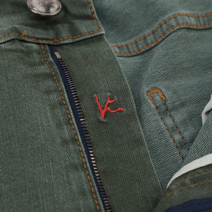 690$ ISAIA NAPOLI Washed Green Denim Jeans 5 Pockets Cotton Slim 40 US / 56 IT
