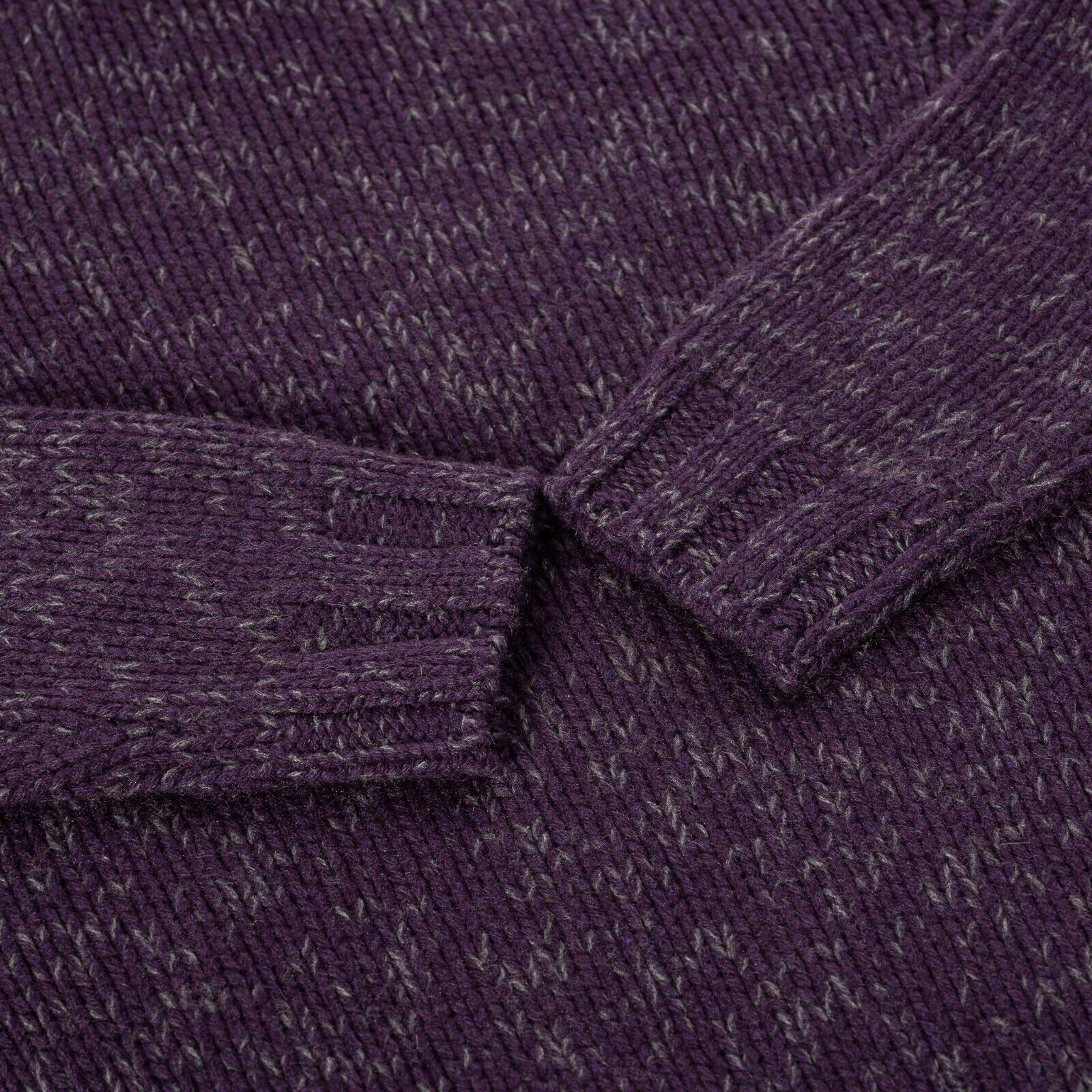 $1500 FEDELI CASHMERE Purple Sweater Thick Mouline Ribbed 100% Cashmere Mockneck