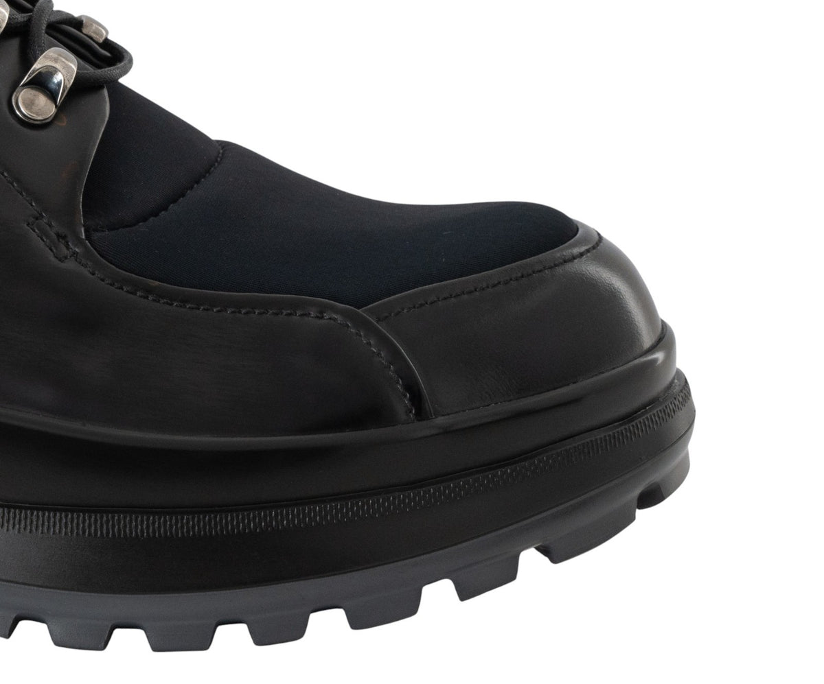 1120$ GIORGIO ARMANI Derby Shoes Black Lug Sole Tech + Leather 5 UK / 6 US/39 IT
