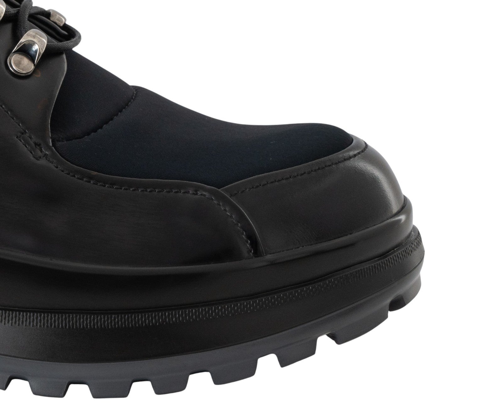 1120$ GIORGIO ARMANI Derby Shoes Black Lug Sole Tech + Leather 5 UK / 6 US/39 IT