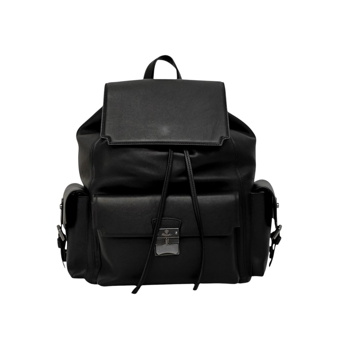 2200$ PINEIDER FIRENZE 1774 Black Calf Multiple Backpack Travel Weekender XL