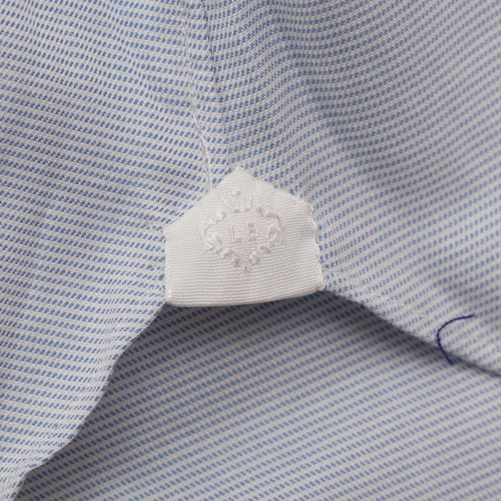 450$ LUIGI BORRELLI Dress Shirt End-on-End Blue 8 Hand Steps 100% Cotton 15.5-39