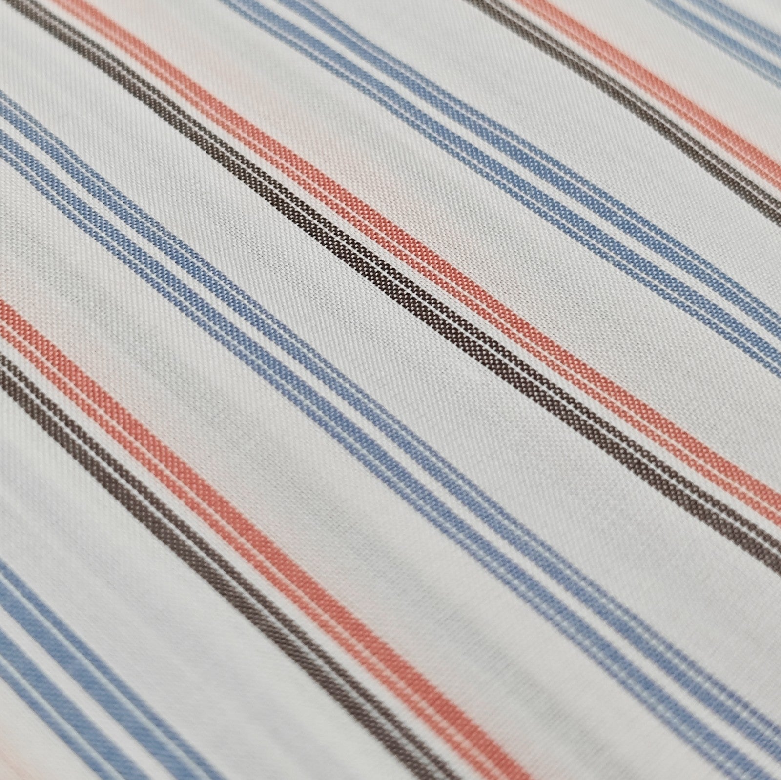 730$ ISAIA NAPOLI "Mix" Dress Shirt White Striped Lightwheight Cotton 17.5 - 44