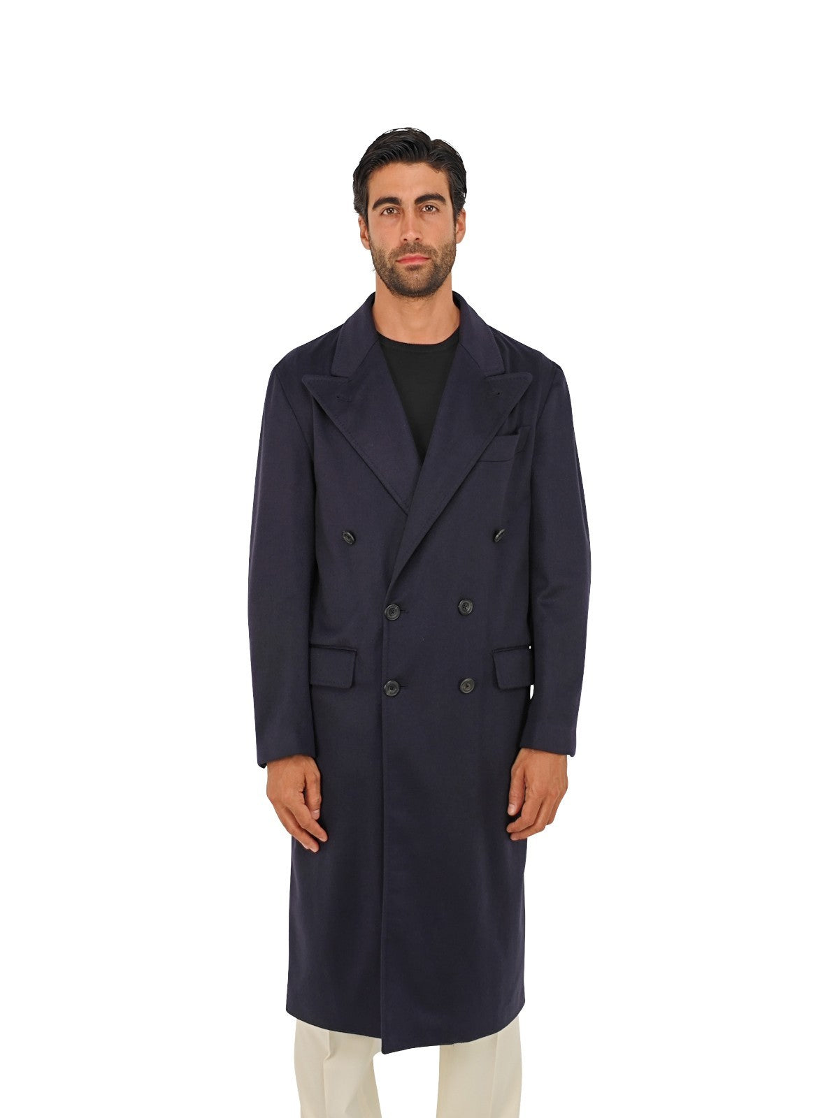 $3400 RUBINACCI "Skyfall 007" Blu Double Breasted Coat 100% Cashmere 40 US 50 EU