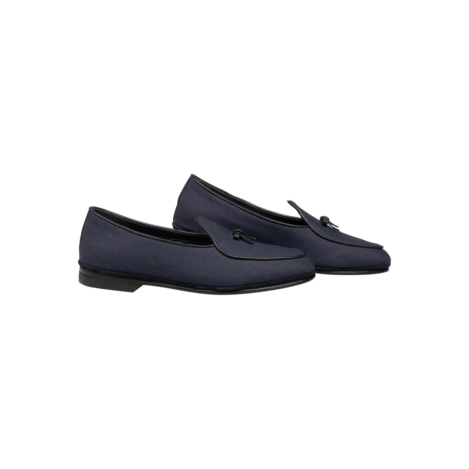 650$ RUBINACCI NAPOLI Marphy Loafers Shoes Blue Fabric Leather Trim 6 UK  7 US