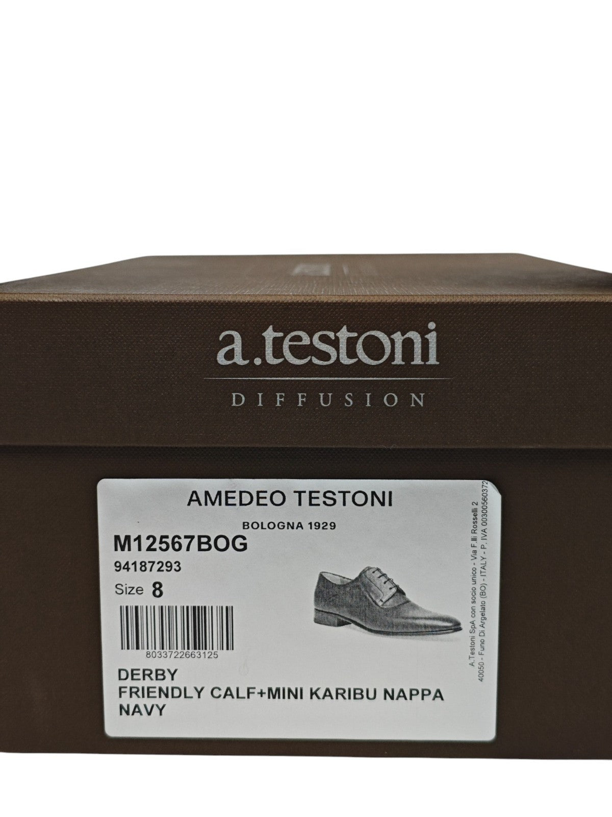 1200$ TESTONI Derby Shoes Soft Calf / Mini Karibu Blue 8 UK / 9 US / 42 IT