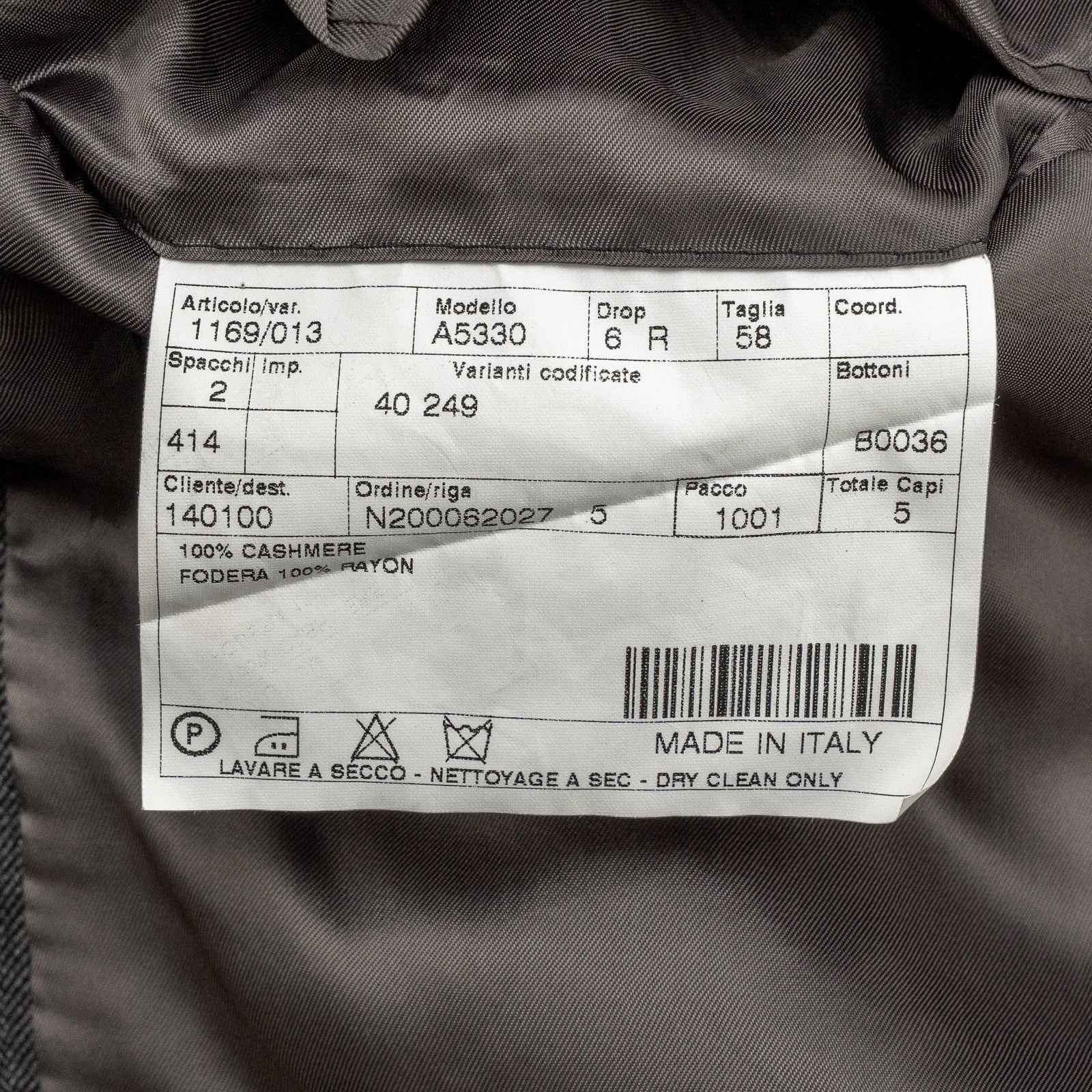 3480$ BURBERRY LONDON Suit Dark Gray Herringbone 100% Cashmere 48 US /  58 IT